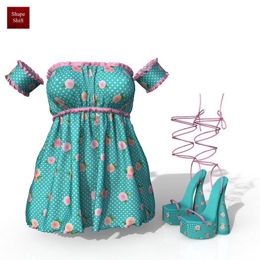 Second Life Marketplace Outfit REBORN Dress Shoes Rose